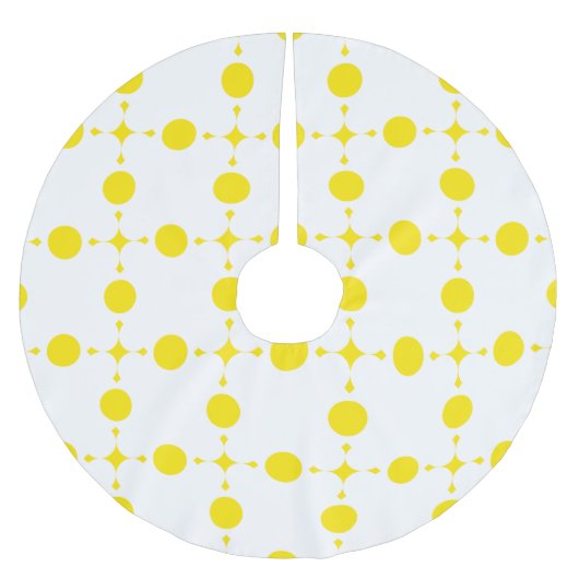 黄色の水玉模様、水玉模様パターン、ドット点々のある、 ブラッシュドポリエステルツリースカート (正面)