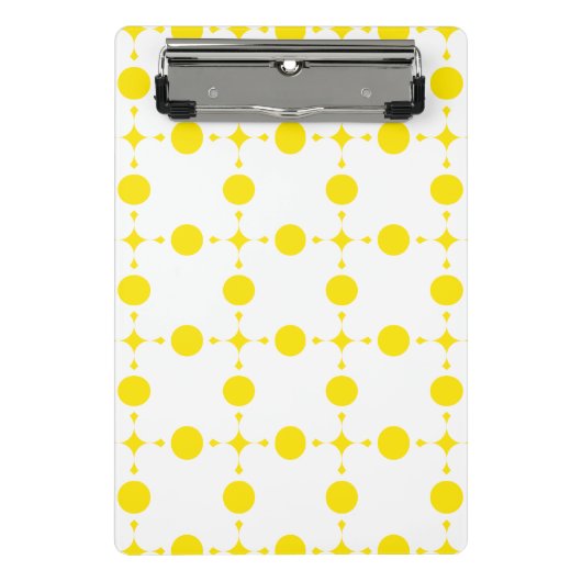 黄色の水玉模様、水玉模様パターン、ドット点々のある、 ミニクリップボード (正面)
