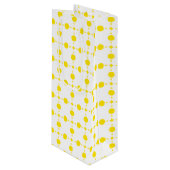 黄色の水玉模様、水玉模様パターン、ドット点々のある、 ワインギフトバッグ (正面アングル)