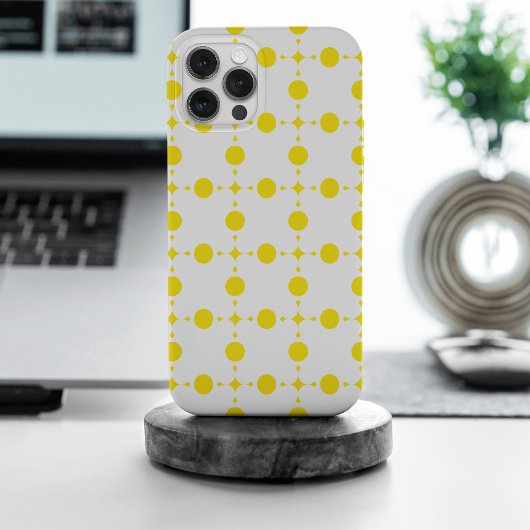 黄色の水玉模様、水玉模様パターン、ドット点々のある、 iPhoneケース