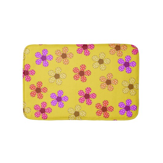 黄色の水玉花のバスマット バスマット (正面)