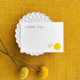 黄色の水色ののまわりにハイブ赤ちゃんシャワー サンキューカード