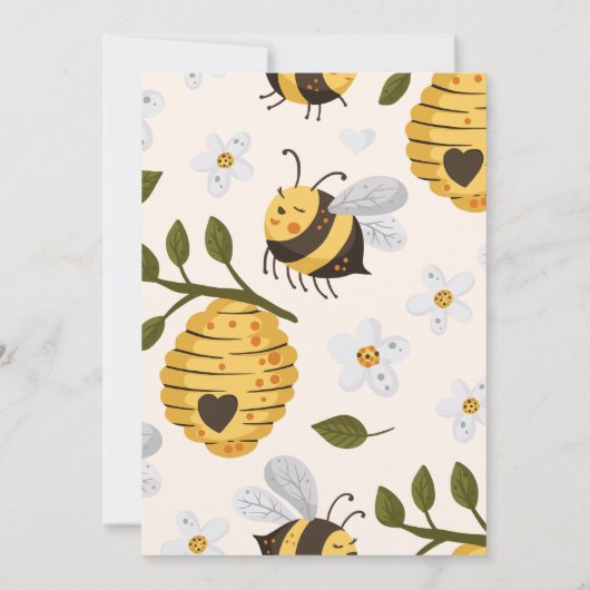 黄色の水色ののまわりにハイブ赤ちゃんシャワー 招待状 (裏面)