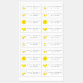 黄色の水色ののまわりにパーソナライズされたキッズ ラベル (シート)