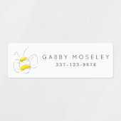 黄色の水色ののまわりにパーソナライズされたキッズ ラベル (デザイン1)