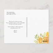 黄色の水色のバラと牡丹ありがとう ポストカード (裏面)