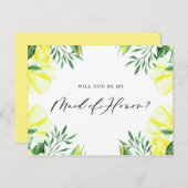 黄色の水色のバラは私のメイド・オブ・オーナー（花嫁付き添い人）カード インビテーションポストカード (正面/裏面)