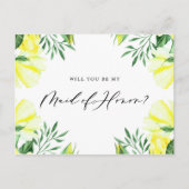 黄色の水色のバラは私のメイド・オブ・オーナー（花嫁付き添い人）カード インビテーションポストカード (正面)