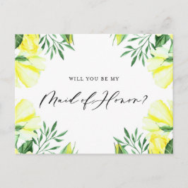 黄色の水色のバラは私のメイド・オブ・オーナー(花嫁付き添い人)カード インビテーションポストカード