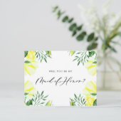 黄色の水色のバラは私のメイド・オブ・オーナー（花嫁付き添い人）カード インビテーションポストカード (スタンド正面)