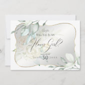 黄色の水色のバラは私の花の女の子になる 招待状 (正面)