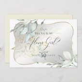 黄色の水色のバラは私の花の女の子になる 招待状 (正面/裏面)