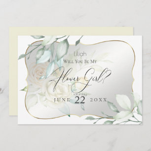 黄色の水色のバラは私の花の女の子になる 招待状