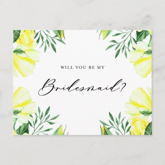 黄色の水色のバラは私の花嫁になる インビテーションポストカード (正面)