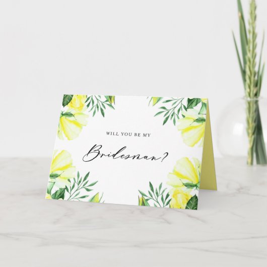 黄色の水色のバラは私の花嫁になる カード (正面)