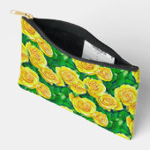 黄色の水色のバラパターン アクセサリーポーチ (見開き)