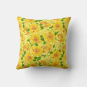 黄色の水色のバラパターン クッション (裏面)