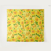 黄色の水色のバラパターン タペストリー (正面(横))