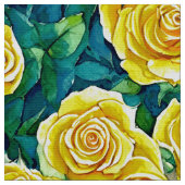 黄色の水色のバラパターン ファブリック (クローズアップ)