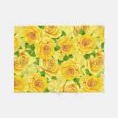 黄色の水色のバラパターン フリースブランケット (正面(横))