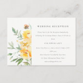 黄色の水色のバラ花結婚式レセプション エンクロージャーカード (正面)