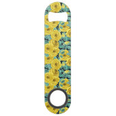 黄色の水色のバラ葉と芽のパターン スピード栓抜き (正面)