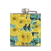 黄色の水色のバラ葉と芽のパターン フラスク (裏面)