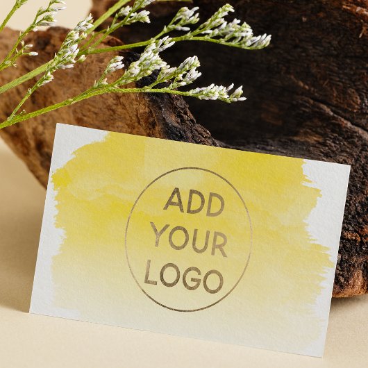 黄色の水色のブラシストロークあなたのロゴをアップロード 名刺