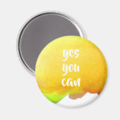 黄色の水色の前向きyesメッセージ マグネット (正面/裏面)