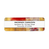 黄色の水色の抽象芸術幾何学的 ラベル (正面)