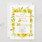 黄色の水色の花フローラB'ではなく（ユダヤ教の）バル・ミツバーイン 招待状 (正面)