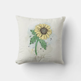 黄色の水色の花信仰 クッション