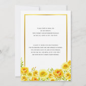 黄色の水色の花結婚の要求 招待状 (裏面)