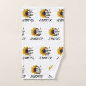 黄色の水色ひまわり蝶の愛引用文 バスタオルセット (ハンドタオル)