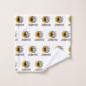 黄色の水色ひまわり蝶の愛引用文 バスタオルセット (ウォッシュタオル)