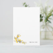 黄色の水色シンプルフローラ空白の結婚の サンキューカード (スタンド正面)