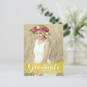 黄色の水色スプラッシュフォト卒業 ポストカード (スタンド正面)