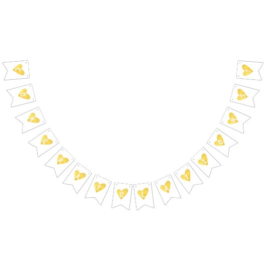 黄色の水色ハートバナー バンティングフラッグ (全)