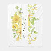 黄色の水色フローラ パーソナライズされた フリースブランケット (正面)