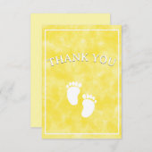 黄色の水色ベビーシャワー長方形テンプレート サンキューカード (正面/裏面)