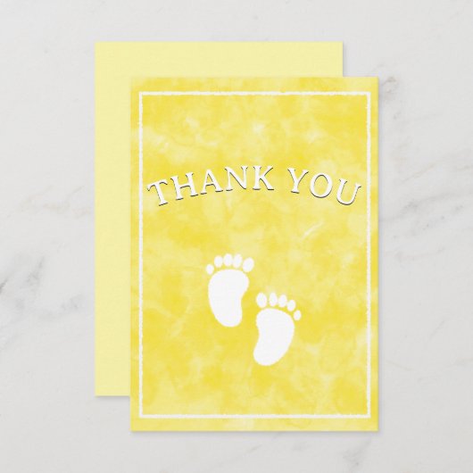 黄色の水色ベビーシャワー長方形テンプレート サンキューカード (正面/裏面)