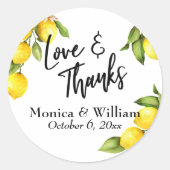 黄色の水色レモンスプリグスラブ感謝してい& ラウンドシール (正面)