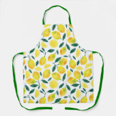黄色の水色レモンパターン エプロン (正面)