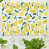 黄色の水色レモンパターン キッチンタオル (折り畳み)