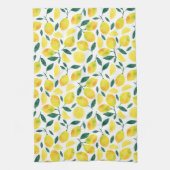 黄色の水色レモンパターン キッチンタオル (縦)