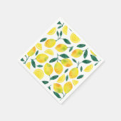 黄色の水色レモンパターン スタンダードカクテルナプキン (角)
