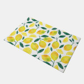 黄色の水色レモンパターン ドアマット (アングル)