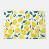 黄色の水色レモンパターン ドアマット (正面)