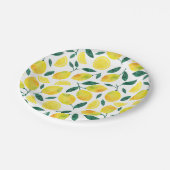 黄色の水色レモンパターン ペーパープレート (アングル)