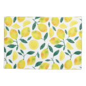 黄色の水色レモンパターン 枕カバー (裏面-左)